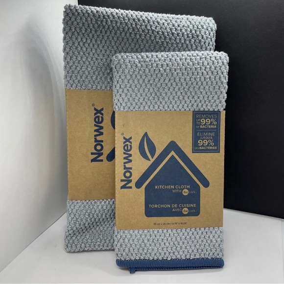 Norwex Kitchen Towel & Cloth Set Diamond Textured Graphite Gray Denim Bl… - Picture 3 of 9